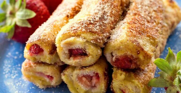 keto delicious cream Cheeese Stuffed French Toast Roll Ups
