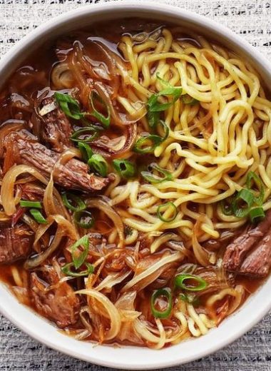 French Onion Beef Noodle Soup