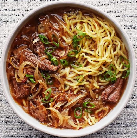French Onion Beef Noodle Soup