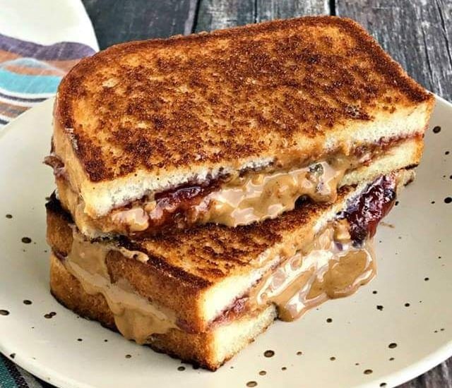 Air Fryer peanut butter and jelly sandwich