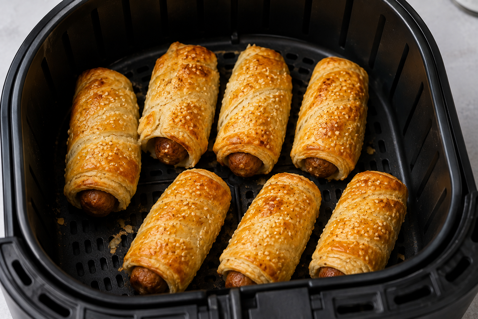 Air Fryer Sausages Rolled in Puff Pastry