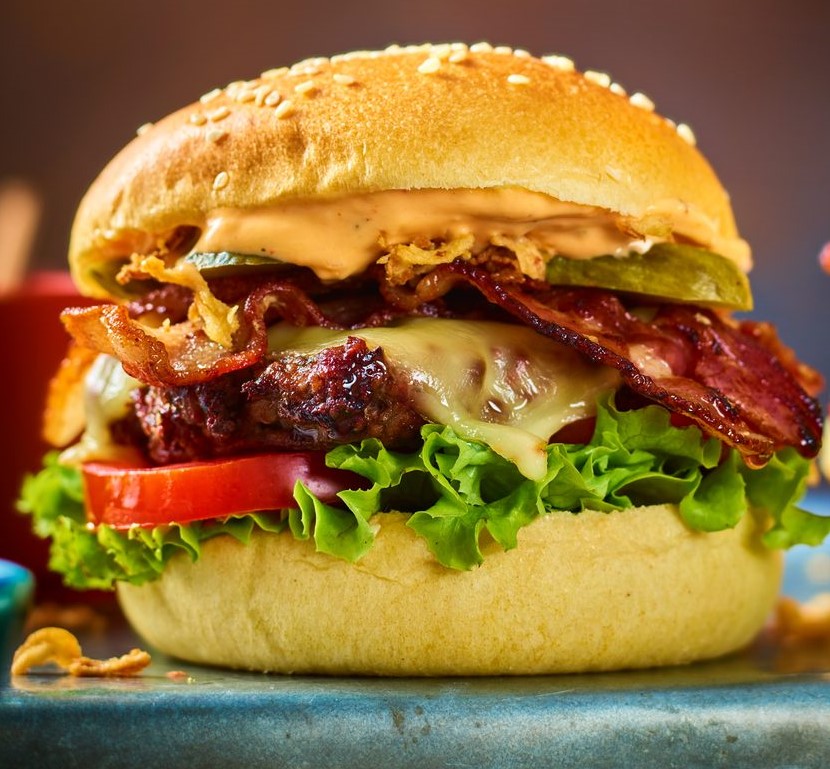 Air Fryer Smash Burgers with Cheese & Bacon