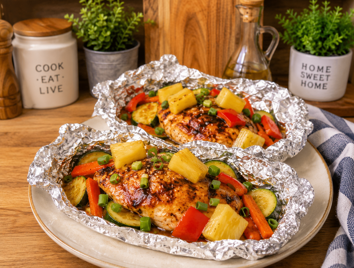 Teriyaki Pineapple Chicken Foil Packets