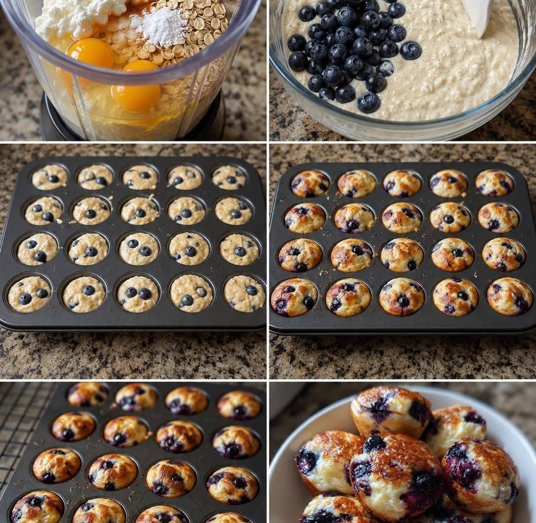 Fluffy Blueberry Cottage Cheese Pancake Bites