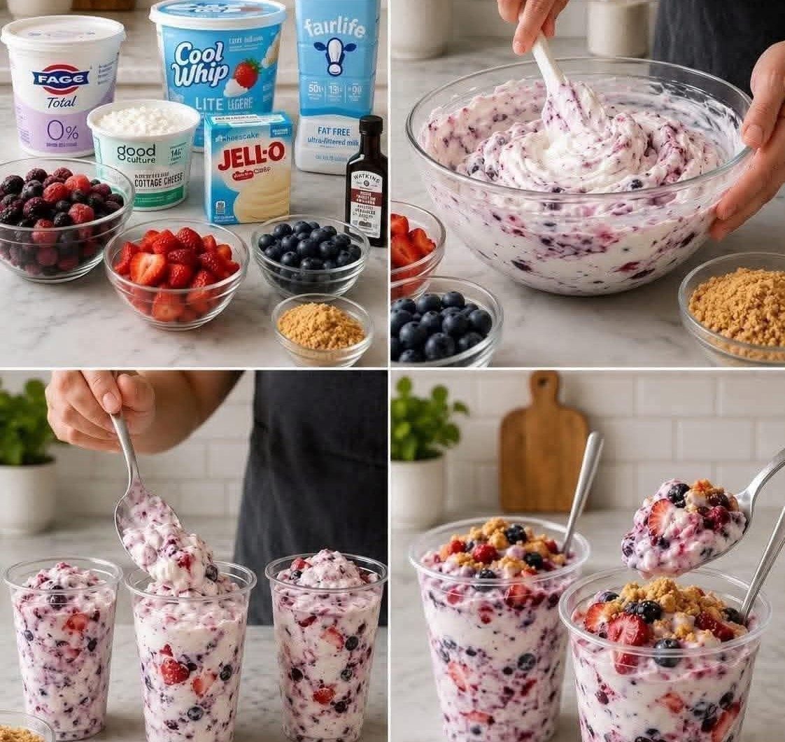 High-Protein Berry Cheesecake Fluff Cups